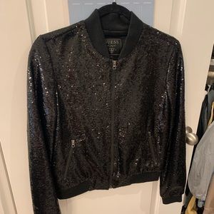 Black sequin Guess jacket.